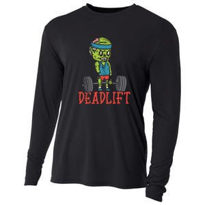 Zombie Deadlift Funny Gym Halloween Workout Cooling Performance Long Sleeve Crew