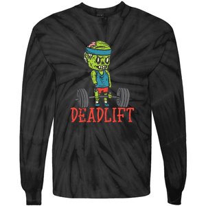 Zombie Deadlift Funny Gym Halloween Workout Tie-Dye Long Sleeve Shirt