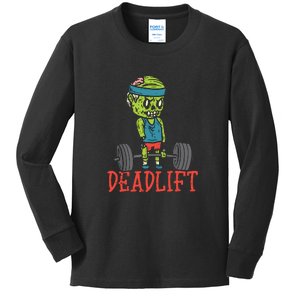 Zombie Deadlift Funny Gym Halloween Workout Kids Long Sleeve Shirt