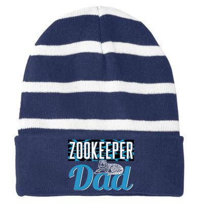 Zookeeper Dad Job Zookeepping Gift Striped Beanie with Solid Band