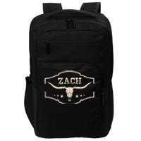 Zach Distressed Name Pride Zach Bull Skull And Leopard 80s Impact Tech Backpack