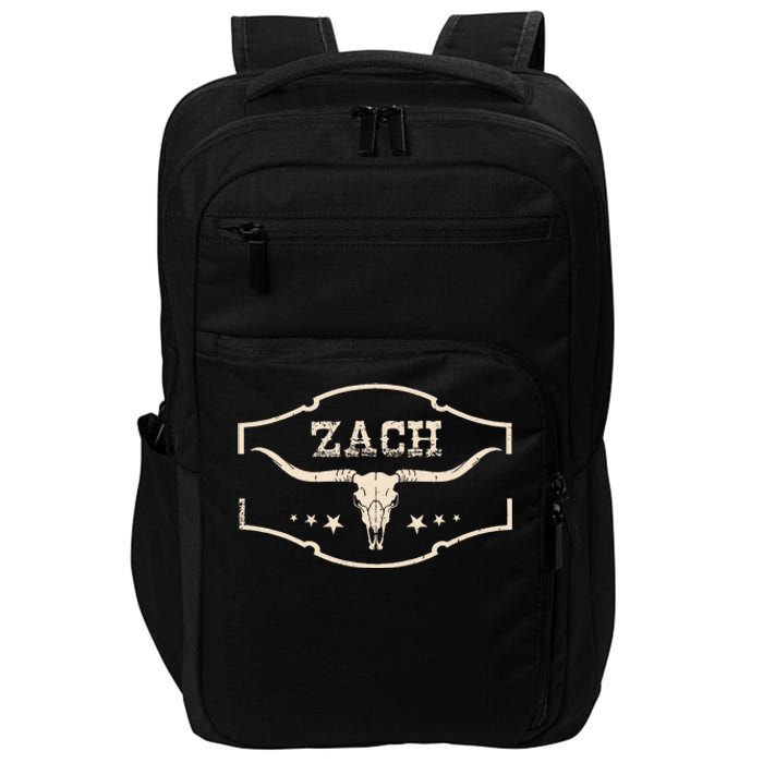 Zach Distressed Name Pride Zach Bull Skull And Leopard 80s Impact Tech Backpack