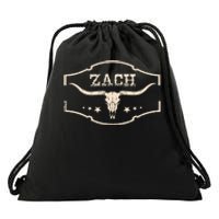 Zach Distressed Name Pride Zach Bull Skull And Leopard 80s Drawstring Bag