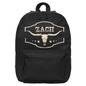 Zach Distressed Name Pride Zach Bull Skull And Leopard 80s 16 in Basic Backpack