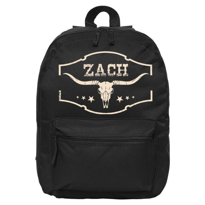 Zach Distressed Name Pride Zach Bull Skull And Leopard 80s 16 in Basic Backpack