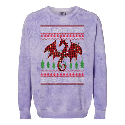 Zodiac Dragon Ugly Sweater Christmas Lights Dragon Lover Colorblast Crewneck Sweatshirt