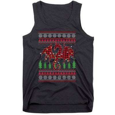 Zodiac Dragon Ugly Sweater Christmas Lights Dragon Lover Tank Top