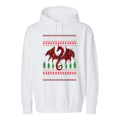 Zodiac Dragon Ugly Sweater Christmas Lights Dragon Lover Garment-Dyed Fleece Hoodie