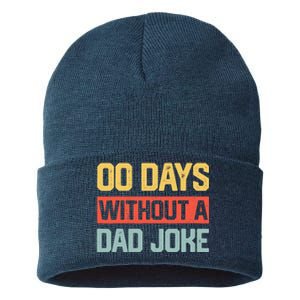 Zero Days With A Dad Joke Humor Dad Joke Funny Father's Day Sustainable Knit Beanie