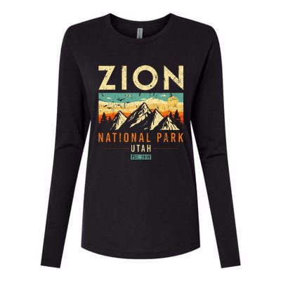 Zion Est 1919 Utah Vintage Retro National Park Womens Cotton Relaxed Long Sleeve T-Shirt