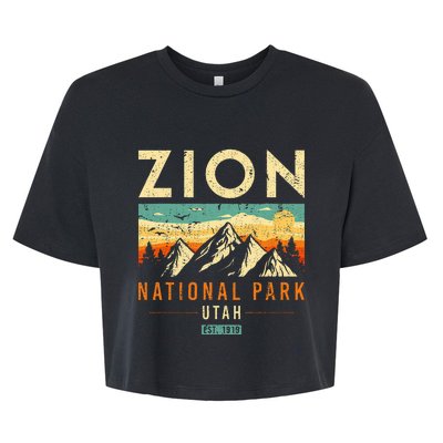 Zion Est 1919 Utah Vintage Retro National Park Bella+Canvas Jersey Crop Tee