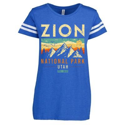 Zion Est 1919 Utah Vintage Retro National Park Enza Ladies Jersey Football T-Shirt