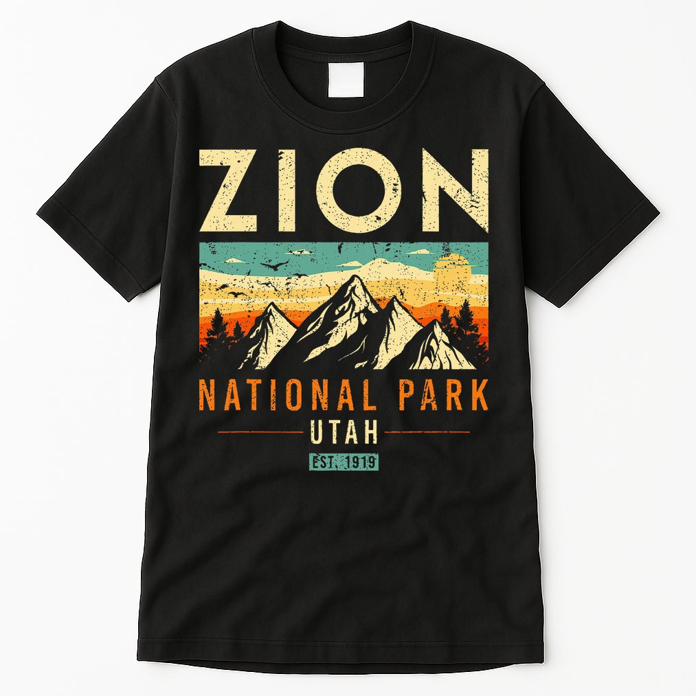 Zion Est 1919 Utah Vintage Retro National Park Tall T-Shirt