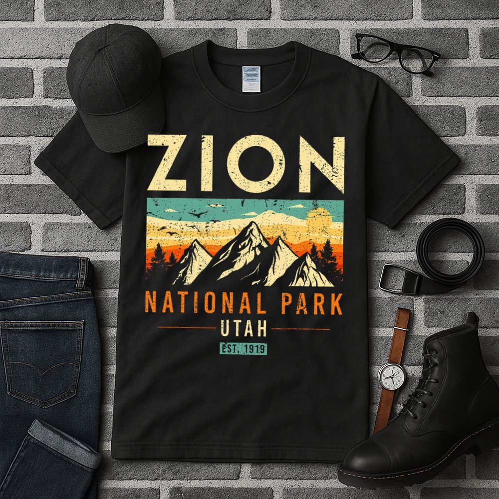 Zion Est 1919 Utah Vintage Retro National Park Tall T-Shirt