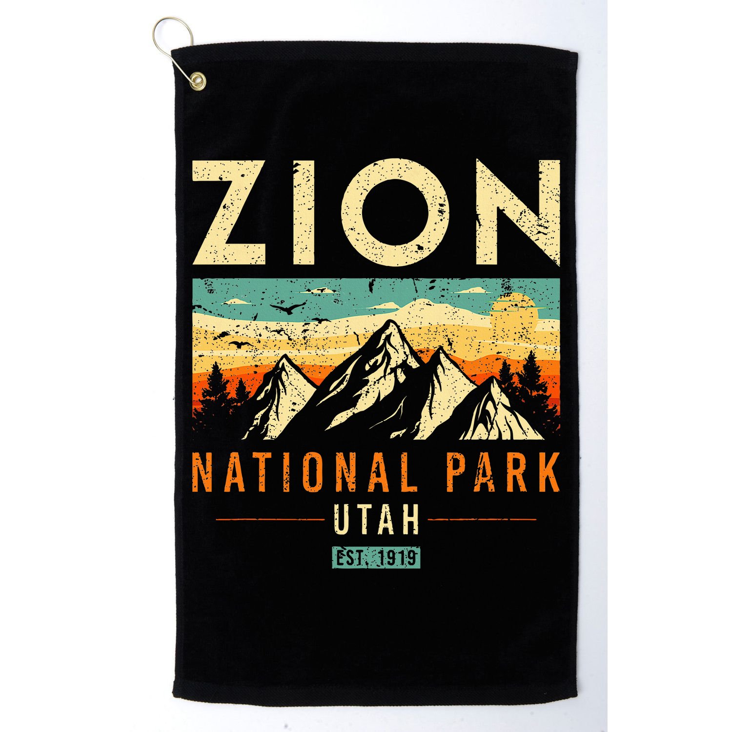 Zion Est 1919 Utah Vintage Retro National Park Golf Towel