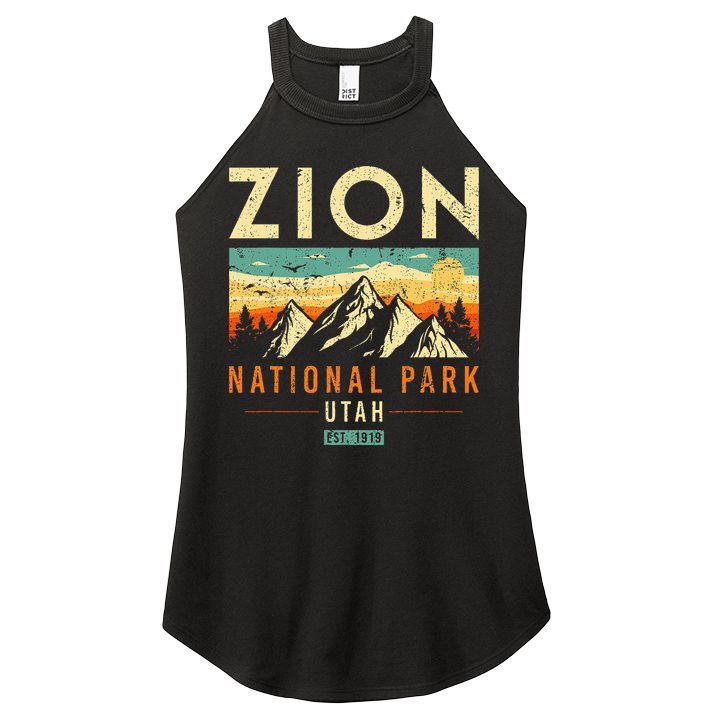 Zion Est 1919 Utah Vintage Retro National Park Women's Perfect Tri Rocker Tank
