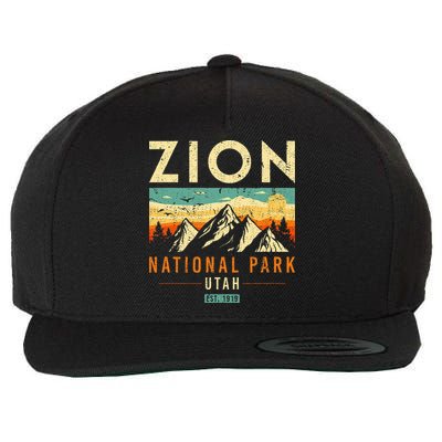Zion Est 1919 Utah Vintage Retro National Park Wool Snapback Cap