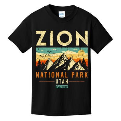 Zion Est 1919 Utah Vintage Retro National Park Kids T-Shirt