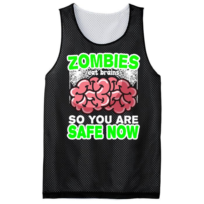 Zombies Eat Brains So You Are Safe Now Mesh Reversible Basketball Jersey Tank