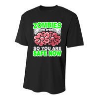 Zombies Eat Brains So You Are Safe Now Youth Performance Sprint T-Shirt