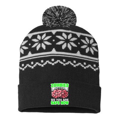 Zombies Eat Brains So You Are Safe Now USA-Made Snowflake Beanie