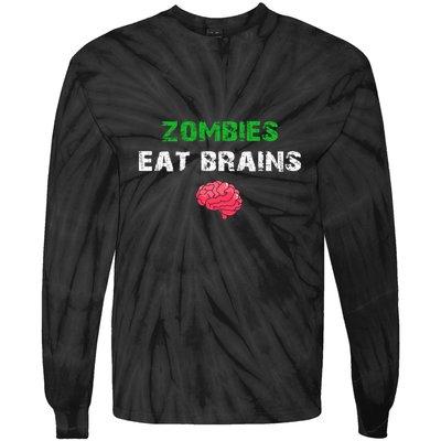 Zombies Eat Brains Tie-Dye Long Sleeve Shirt