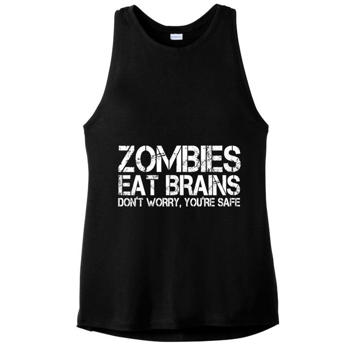 Zombies Eat Brains Dont Worry Youre Safe Funny Ladies PosiCharge Tri-Blend Wicking Tank