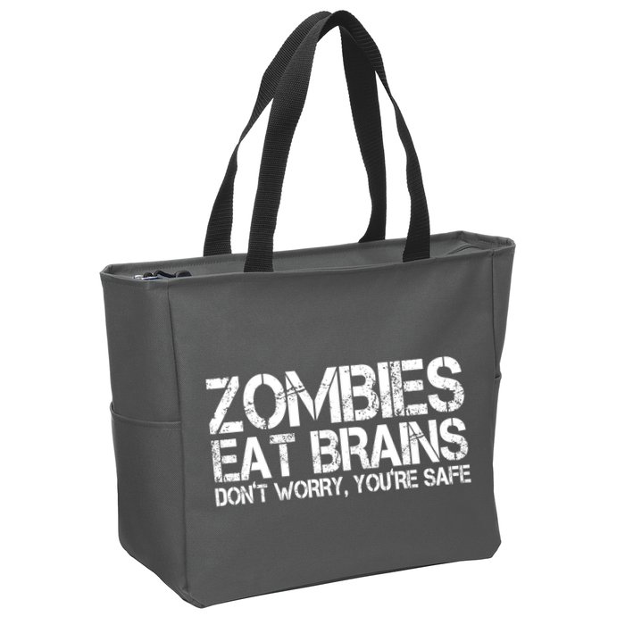 Zombies Eat Brains Dont Worry Youre Safe Funny Zip Tote Bag