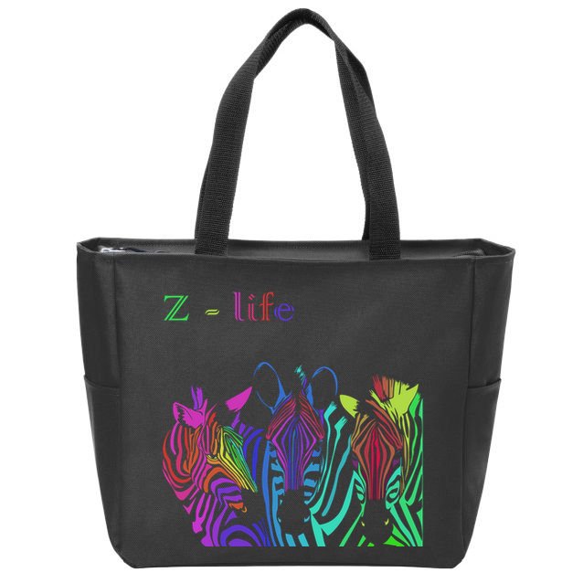 Zebra Life Z Three Zebras Zip Tote Bag