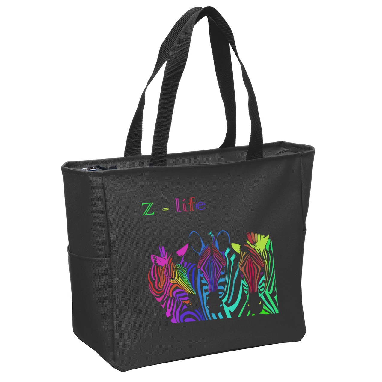 Zebra Life Z Three Zebras Zip Tote Bag