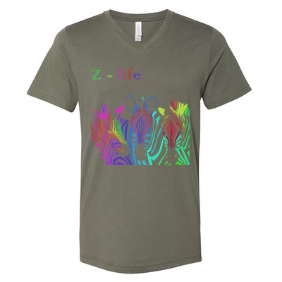 Zebra Life Z Three Zebras V-Neck T-Shirt