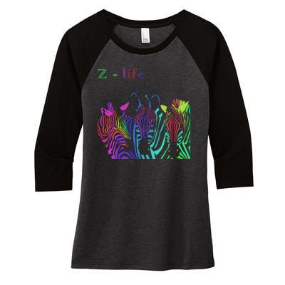 Zebra Life Z Three Zebras Women's Tri-Blend 3/4-Sleeve Raglan Shirt