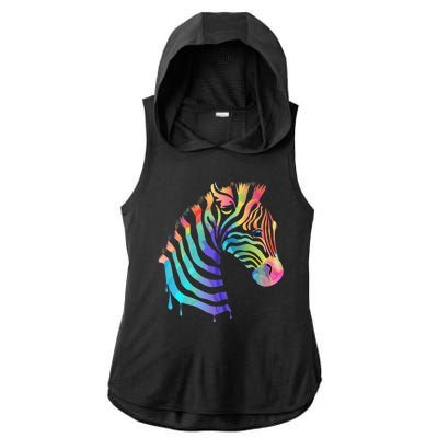 Zebra Neon Ladies PosiCharge Tri-Blend Wicking Draft Hoodie Tank