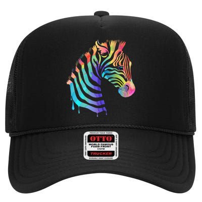 Zebra Neon High Crown Mesh Back Trucker Hat