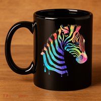Zebra Neon 11oz C Handle Ceramic Mug