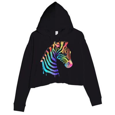 Zebra Neon Crop Fleece Hoodie