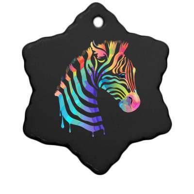 Zebra Neon Ceramic Star Ornament