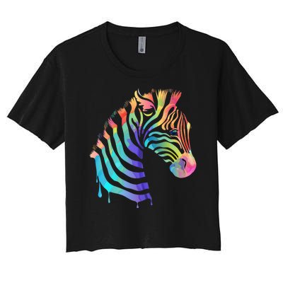 Zebra Neon Women's Crop Top Tee