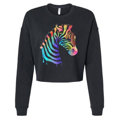 Zebra Neon Cropped Pullover Crew