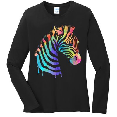 Zebra Neon Ladies Long Sleeve Shirt