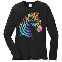 Zebra Neon Ladies Long Sleeve Shirt