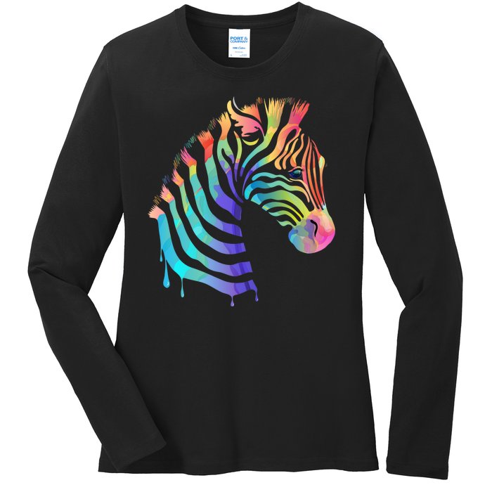 Zebra Neon Ladies Long Sleeve Shirt