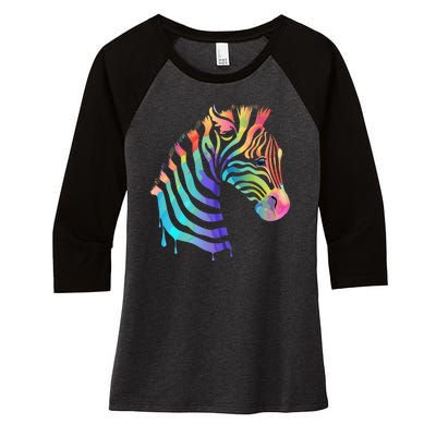 Zebra Neon Women's Tri-Blend 3/4-Sleeve Raglan Shirt