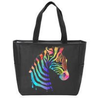 Zebra Neon Zip Tote Bag