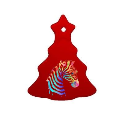 Zebra Neon Ceramic Tree Ornament