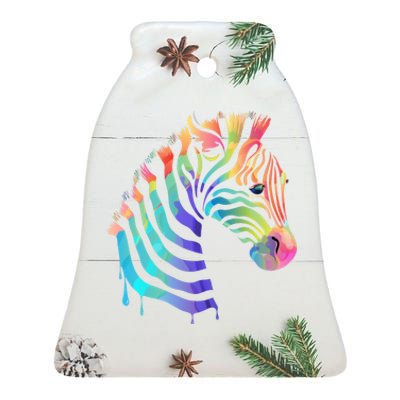 Zebra Neon Ceramic Bell Ornament