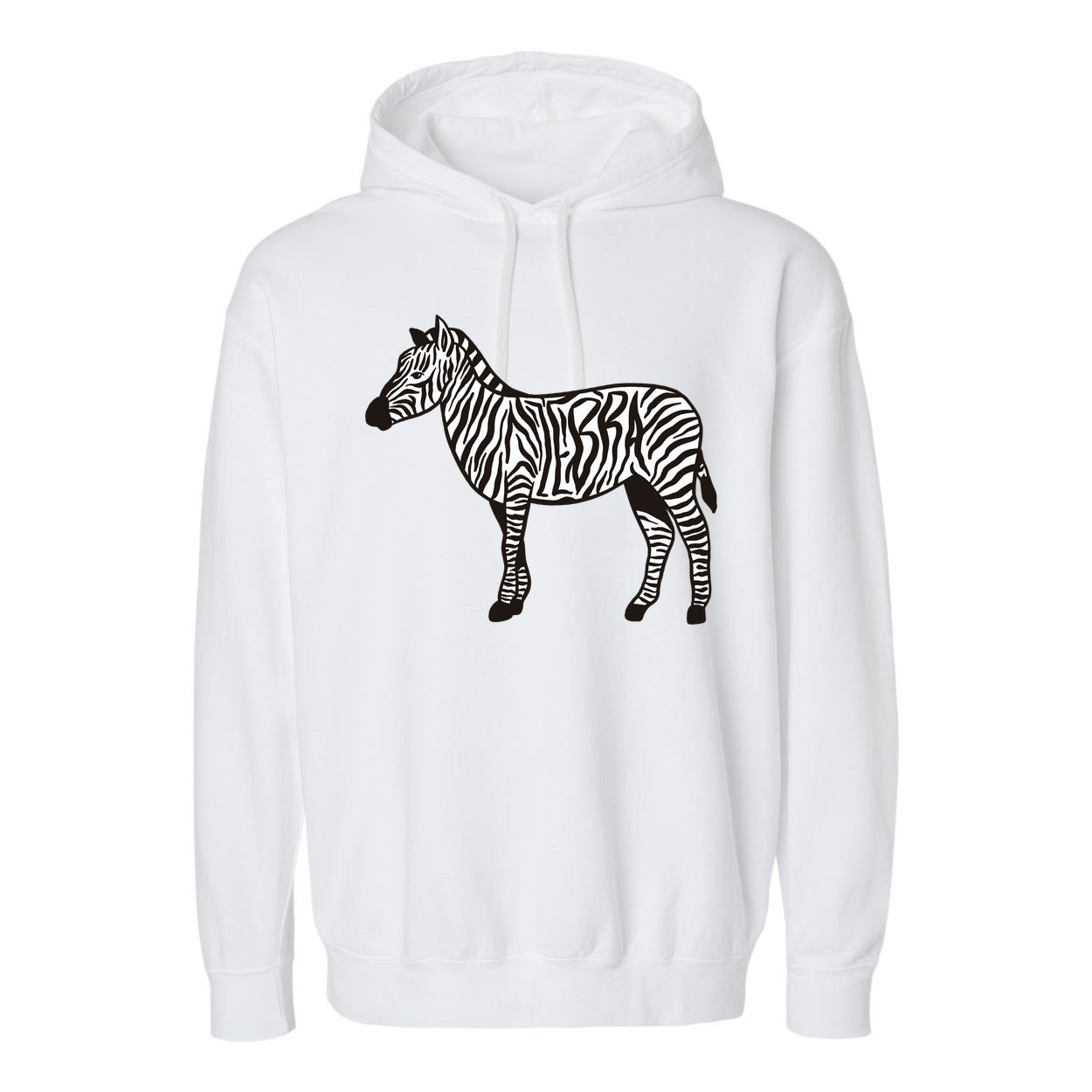 Zebra Stripes Animal Garment-Dyed Fleece Hoodie