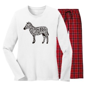 Zebra Stripes Animal Women's Long Sleeve Flannel Pajama Set 