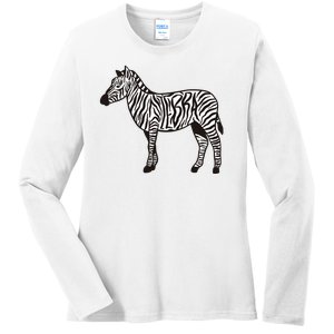 Zebra Stripes Animal Ladies Long Sleeve Shirt