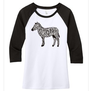 Zebra Stripes Animal Women's Tri-Blend 3/4-Sleeve Raglan Shirt